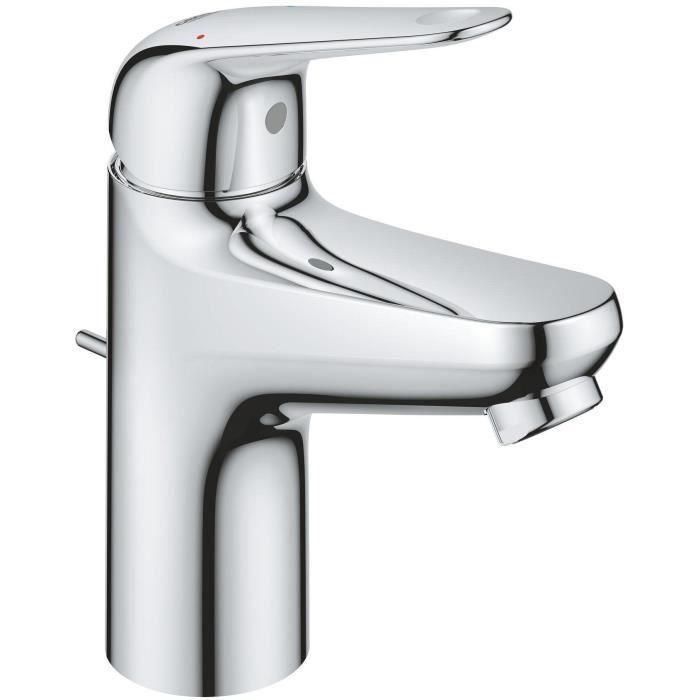 Mezclador monomando de lavabo - GROHE Swift - 24316001 - Cromo - Talla S - Ahorro de agua - Extraíble y desagüe