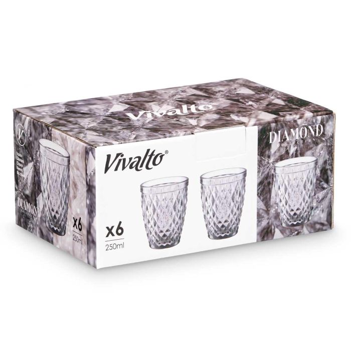 Vaso Diamante Gris 250 Ml Vivalto 8X10CM (24 Unidades) 2 Vaso Diamante Gris 250 Ml Vivalto 8X10CM (24 Unidades) 2