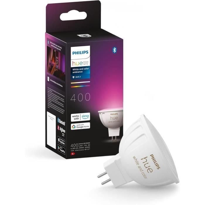 Bombilla conectada - PHILIPS HUE - MR16 - Luz blanca y de colores - Compatible con Bluetooth - Funciona con App y voz 4 Bombilla conectada - PHILIPS HUE - MR16 - Luz blanca y de colores - Compatible con Bluetooth - Funciona con App y voz 4