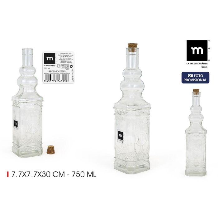 Botella de Cristal La Mediterránea Vidrio 750 ml (24 Unidades) 3 Botella de Cristal La Mediterránea Vidrio 750 ml (24 Unidades) 3