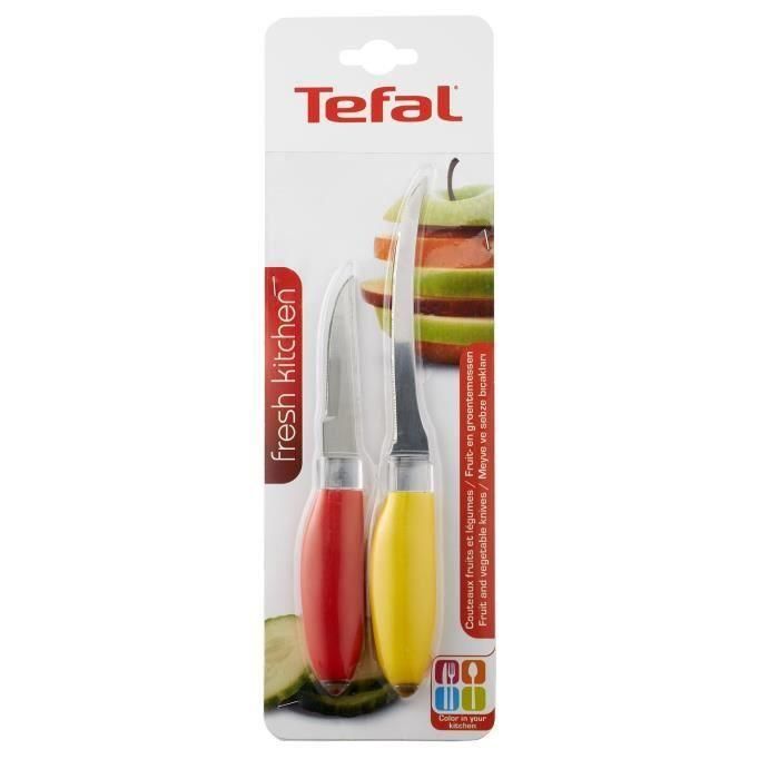 TEFAL Fresh Kitchen Juego de 2 cuchillos para frutas y verduras, Hoja de acero inoxidable, Fácil limpieza, Diseño ergonómico K0612314 4