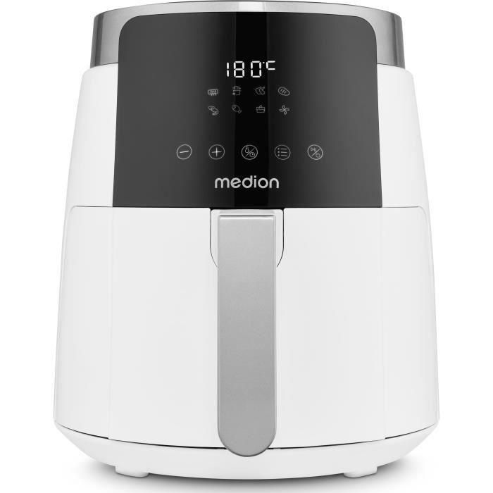 Medion MD13030 Freidora de Aire Caliente Digital Airfryer 1500W 4.7L Temporizador 60 Minutos Hasta 200°C Blanco