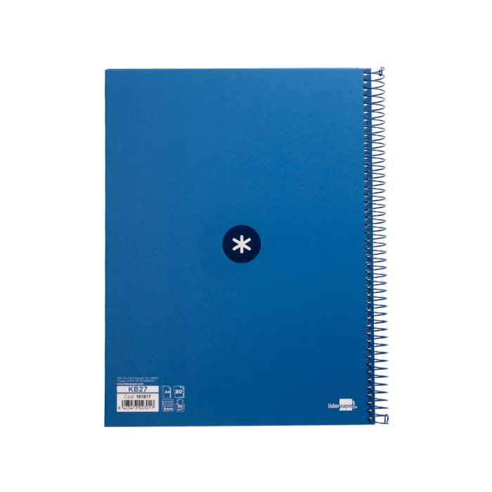 Antartik Cuaderno espiral micro A4 tapa dura forrada 80h 90 gr cuadro 5mm azul oscuro 2