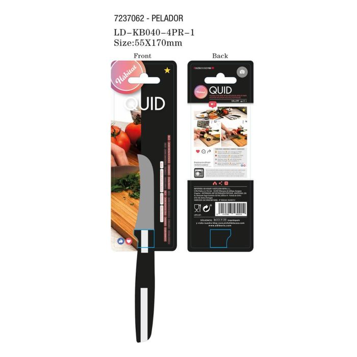 Cuchillo Pelador Acero Inoxidable Habitat Quid 7 cm (12 Unidades)