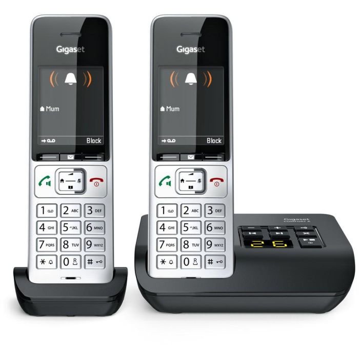 Gigaset COMFORT 500A duo Teléfono DECT/analógico con contestador automático, manos libres e identificador de llamadas, Negro/Plata 12