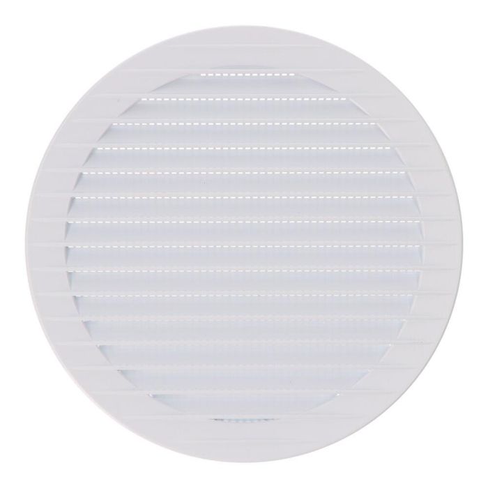 Rejilla ventilación redonda empotrable con mosquitera ø150mm abs blanca