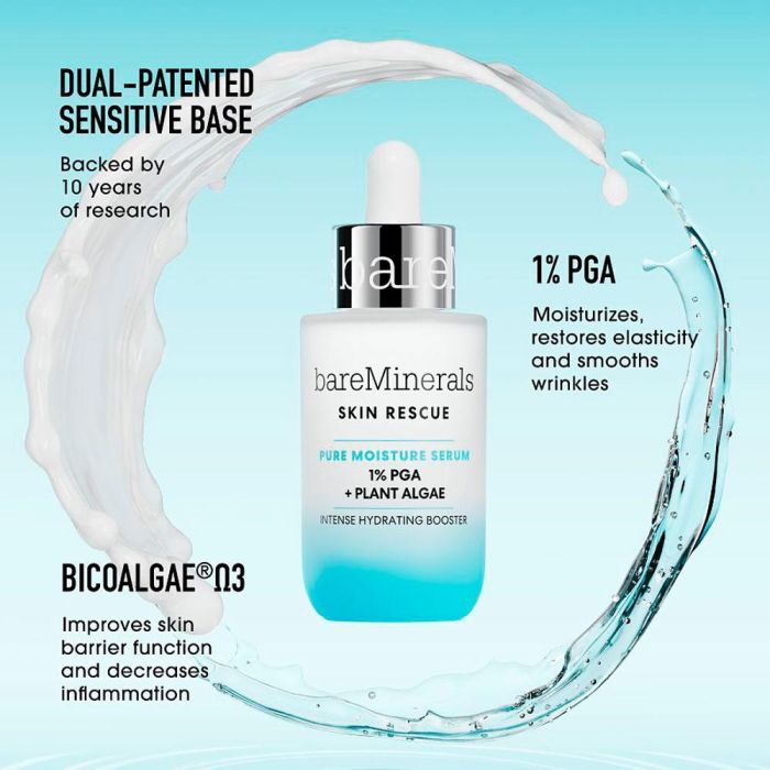 bareMinerals SKIN RESCUE PURE MOISTURE SERUM Sérum Hidratante Facial para Pieles Sensibles, 30 ml