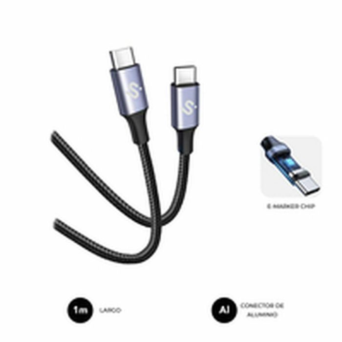 Cable USB-C a USB-C Subblim PLUS Negro 1 m 12 Cable USB-C a USB-C Subblim PLUS Negro 1 m 12
