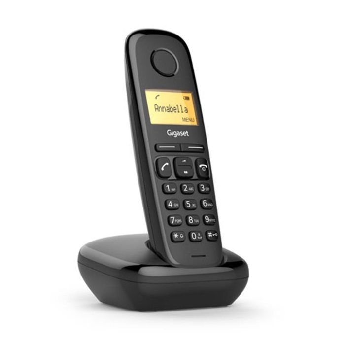 Gigaset S30852-H2802-D201 Teléfono Inalámbrico A170 Negro con Pantalla Iluminada, ECO DECT, 18h Conversación y Agenda 50 Contactos.