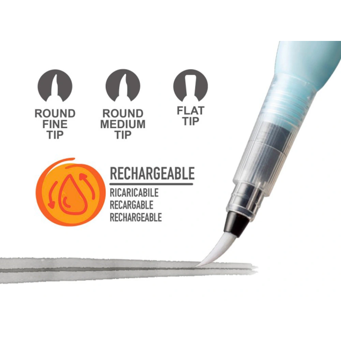 Carioca Pincel Recargable Agua Redondo Puntas Surtidas Caja de 3 Unidades 3