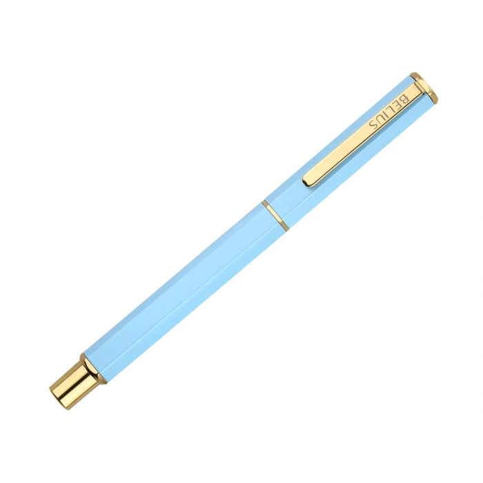 Belius Macaron Bliss Boligrafo Forma Hexagonal Celeste y Dorado Tinta Azul Punta 0.8 mm 2