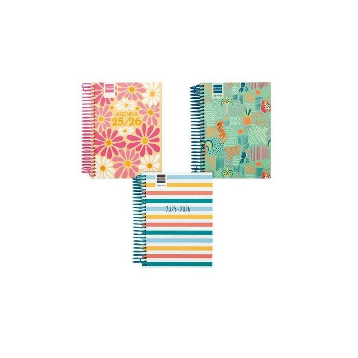 Agenda Escolar (2025-26) Finocam Catalan Diva Espiral Tapa Extradura D/P 8º 120X164 Assortiment Pack De 6