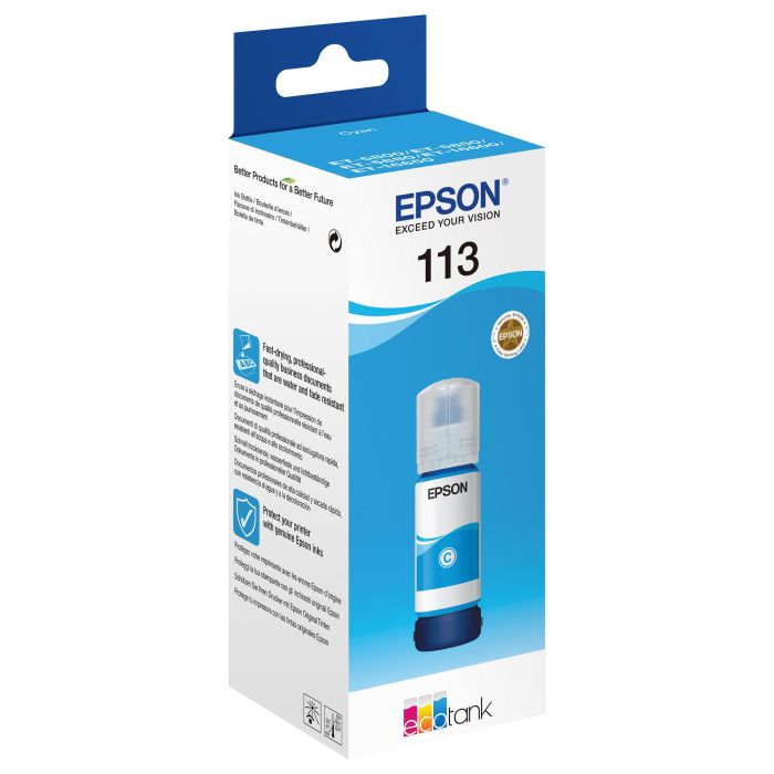Epson Tinta Cian Botella EcoTank Nº 113 para Et-5850, Et-5800, Et-16650, Et-16600, Et-5880, Et-5170