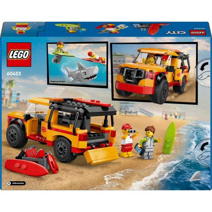LEGO 60453 Furgoneta de Rescate del Socorrista City: Set de Construcción con 2 Minifiguras, Tiburón y Accesorios de Playa para Niños +6 años 8