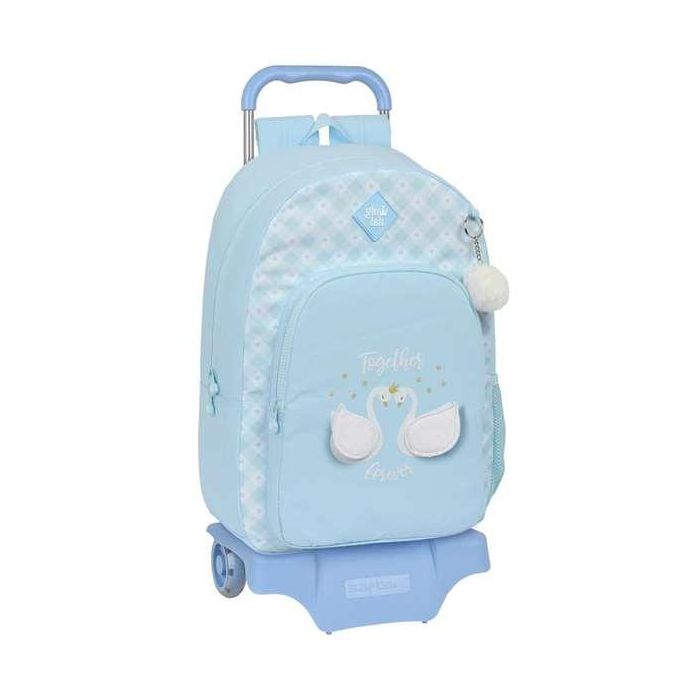 Mochila Escolar con Ruedas Glow Lab Cisnes Azul 30 x 46 x 14 cm Mochila Escolar con Ruedas Glow Lab Cisnes Azul 30 x 46 x 14 cm