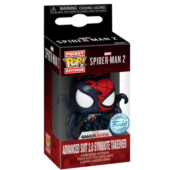 Llavero Pocket POP Marvel Spider-Man 2 Advanced Suit 2.0 Symbiote Takeover 1