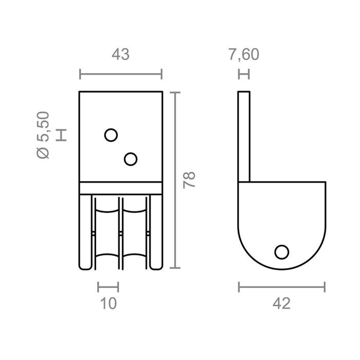 Micel tld19 92579 Polea frontal para pérgola, para dos cuerdas de 8mm, nylon, blanco 43x42x78mm 2