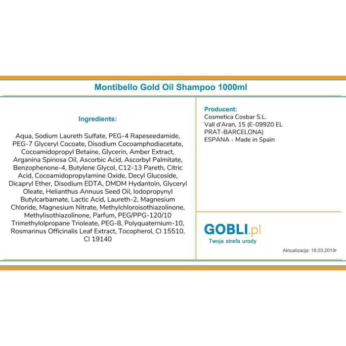 Montibello Champú Gold Oil Essence 1000 ml 1