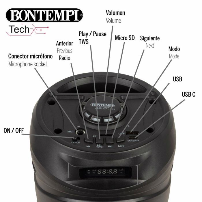Altavoz con Micrófono Karaoke Bontempi Plástico 16 x 38 x 16 cm (2 Unidades) 2 Altavoz con Micrófono Karaoke Bontempi Plástico 16 x 38 x 16 cm (2 Unidades) 2