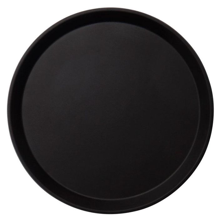 CAMBRO - 1600CT-110 - Pack de 3 unidades - Bandeja Camtread fibra de vidrio redonda con superficie antideslizante - perfil alto - 40,5 cm Ø - Negro
