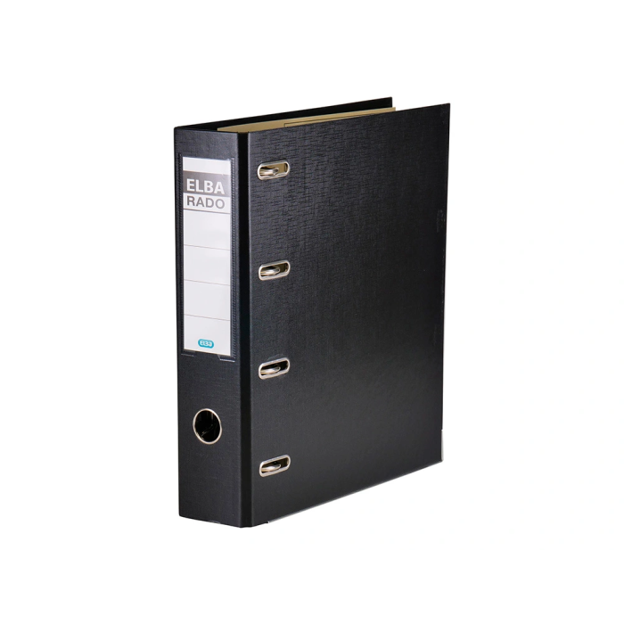 Elba Archivador de Palanca DIN A4 Negro Lomo 75 mm con Doble Mecanismo de 4 Anillas Rado 1
