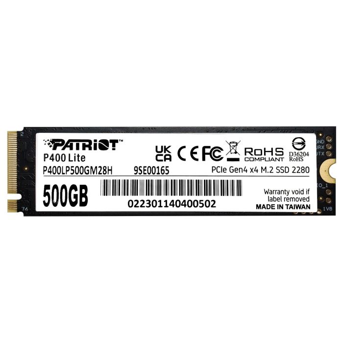 Patriot P400 Lite 500GB SSD M.2 NVMe PCIe 4.0, Lectura 3500MB/s, Escritura 2400MB/s, 2280, 3D NAND, PS1654 - Para PC/Portátil