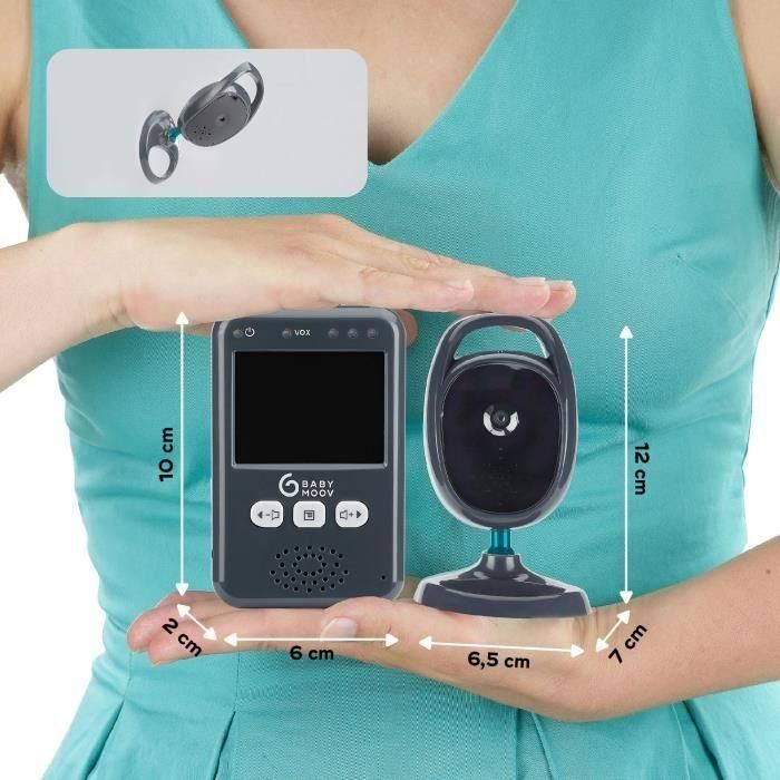 Babymoov Babyphone Video Essential 2.4'' con Pantalla Digital, Función VOX y Visión Nocturna, Alcance 250m 5