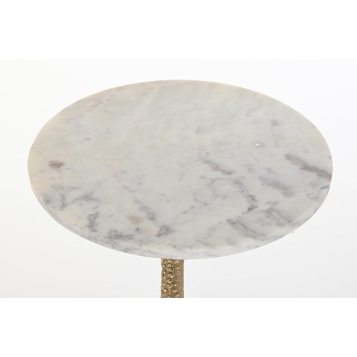 DKD Home Decor Mesita Auxiliar Glam, Aluminio y Mármol, Dorado y Blanco, Desmontable, 40x61x40 cm 1