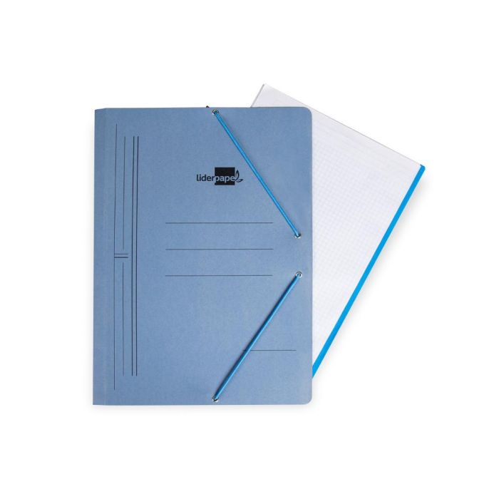 Carpeta Liderpapel Gomas Folio Sencilla Carton Pintado Azul 2