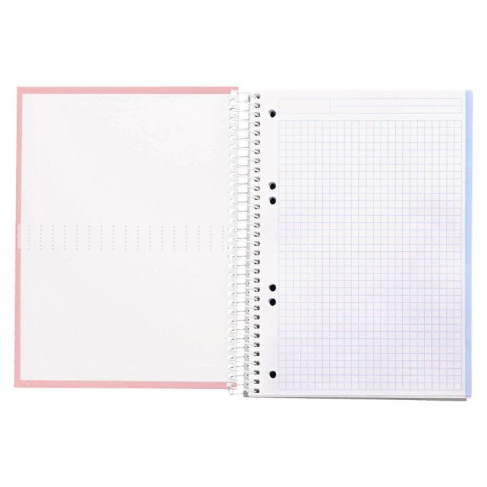 Cuaderno Espiral Liderpapel A5 Micro Crafty Tapa Forrada 120H 90 gr Cuadro 5 mm 5 Bandas6 Taladros Color Rosa 8