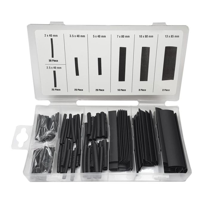 Benson Set de 120 fundas termorretráctiles negras - 2x40mm, 2.5x40mm, 3.5x40mm, 5x40mm, 7x80mm, 10x80mm, 13x85mm 0 Benson Set de 120 fundas termorretráctiles negras - 2x40mm, 2.5x40mm, 3.5x40mm, 5x40mm, 7x80mm, 10x80mm, 13x85mm 0
