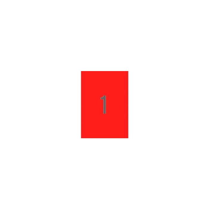 Apli Etiquetas Adhesivas 210x297 mm Láser, Rojo Fluorescente, Pack 20 Hojas
