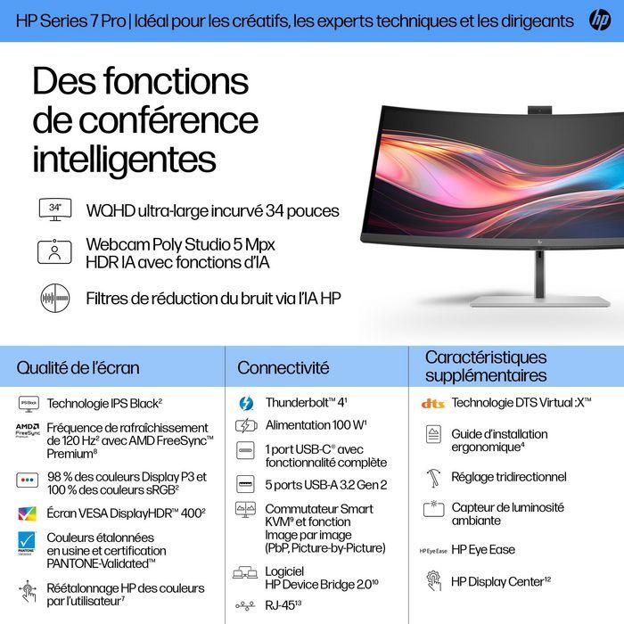 HP Series 7 Pro 34 inch WQHD Conferencing Monitor - 734pm 15 HP Series 7 Pro 34 inch WQHD Conferencing Monitor - 734pm 15