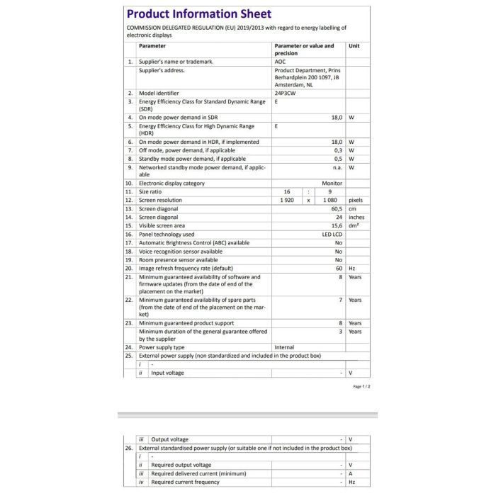 Monitor AOC 24P3CW Full HD 23,8" 23