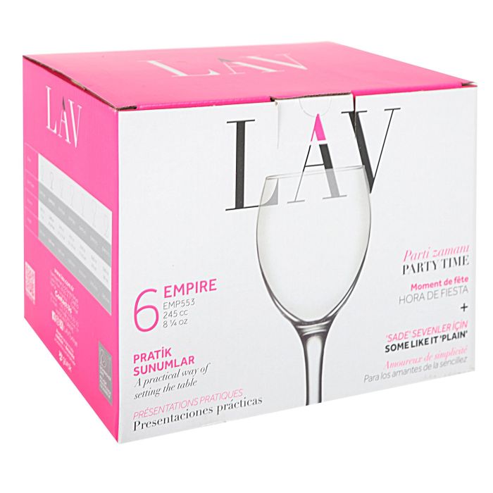 Lav Set 6 Copas Vino Empire 245 Cc Ø6.3x7x17 Cm (4 Cajas) 1