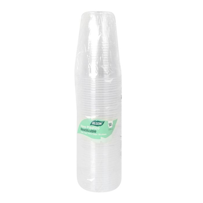 Set de 50 vasos transparentes 220 cc Algon (18 Cajas) 1 Set de 50 vasos transparentes 220 cc Algon (18 Cajas) 1