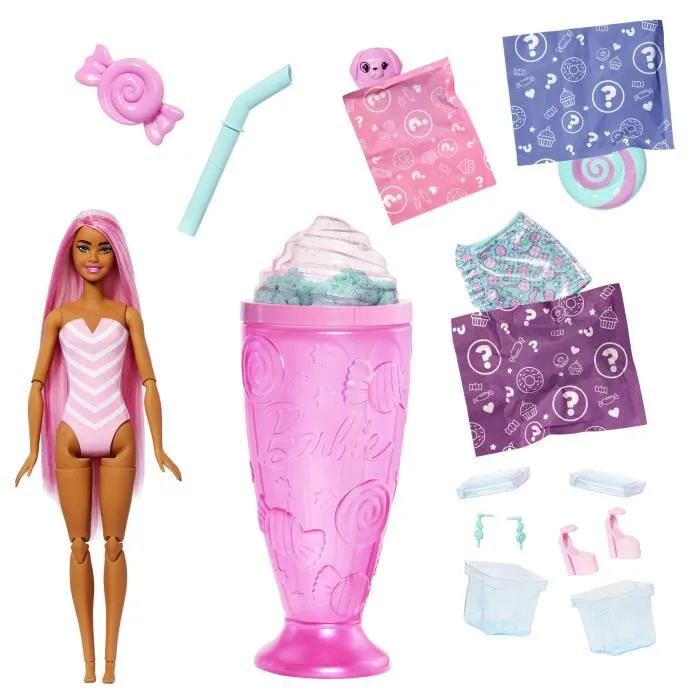 Mattel Barbie Pop Reveal Muñeca Sorpresa con Vaso Rosa Incluye 8 Sorpresas