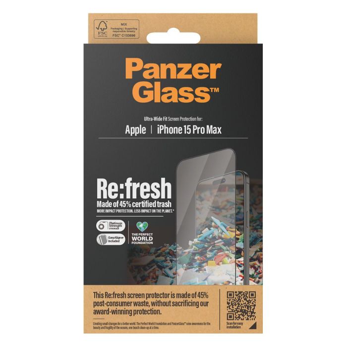 PanzerGlass Protector de Pantalla Re:fresh para iPhone 15 Pro Max, Vidrio Templado Ultra-Wide Fit con EasyAligner, Aplicación en Seco 2 PanzerGlass Protector de Pantalla Re:fresh para iPhone 15 Pro Max, Vidrio Templado Ultra-Wide Fit con EasyAligner, Aplicación en Seco 2