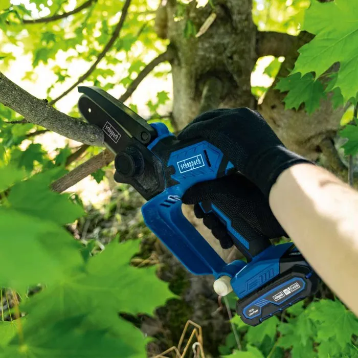 Scheppach SCHEPPACH C-PS100-X Sierra de Jardín Inalámbrica, Set S con 2 Baterías 20V IXES 2 Ah y Cargador Doble