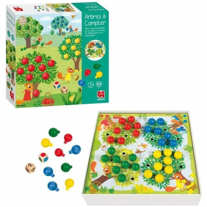 Juego educativo - GOULA - Árboles para contar - Completa los árboles con frutos según los dados 2