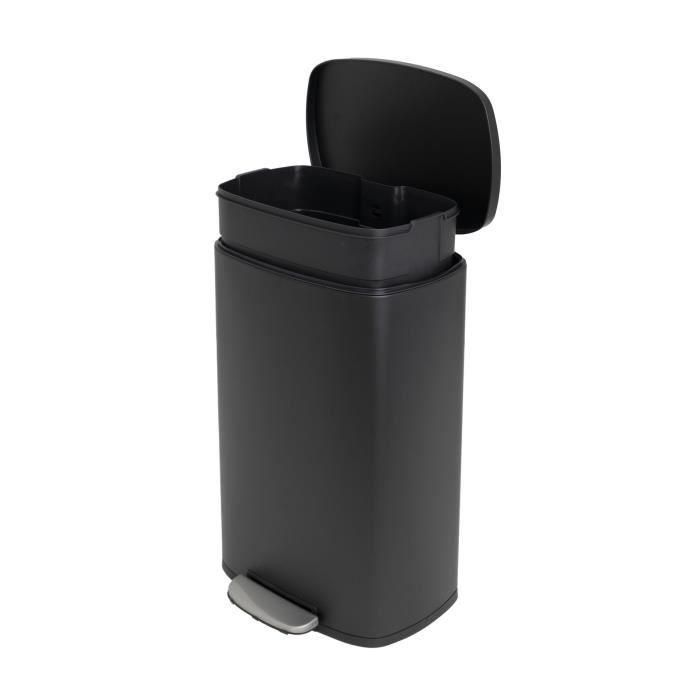 KITCHEN MOVE Papelera de cocina con pedal - Acero inoxidable cepillado Negro mate - 50L - ADMIRAL 4 KITCHEN MOVE Papelera de cocina con pedal - Acero inoxidable cepillado Negro mate - 50L - ADMIRAL 4