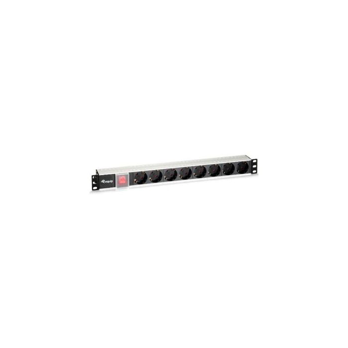 Equip Regleta Alimentación para Rack 19 Pulgadas 16A 250V 3500W Horizontal Carcasa Aluminio Negra Cable 2m
