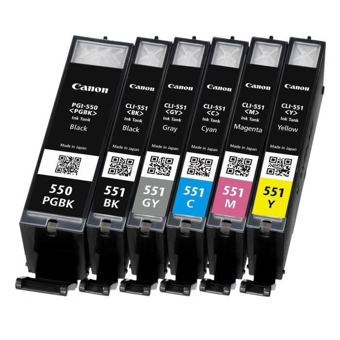 Canon PGI-550 / CLI-551 Multipack de 6 Cartuchos de Tinta para Impresoras Canon - PGBK/C/M/Y/BK/GY - Ref. 6496B005 1 Canon PGI-550 / CLI-551 Multipack de 6 Cartuchos de Tinta para Impresoras Canon - PGBK/C/M/Y/BK/GY - Ref. 6496B005 1