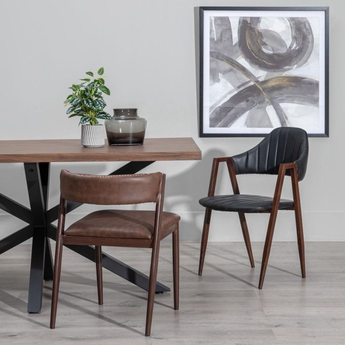 Silla Marrón Pu/Metal Salón 51 X 55 X 72 cm