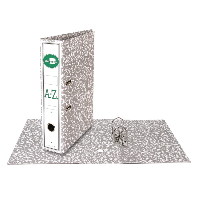 Liderpapel Archivador de Palanca Folio Classic Grey, Carton Entrecolado con Rado, Lomo 75mm, Compresor Metálico, Gris 6
