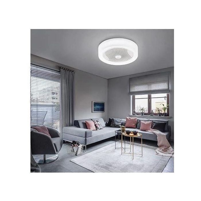 Corona de luz de aire - Ventilador de techo blanco Ø40cm 95W con corona de iluminación LED 2 Corona de luz de aire - Ventilador de techo blanco Ø40cm 95W con corona de iluminación LED 2