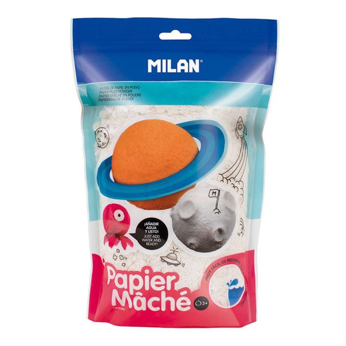 Milán Papel maché blanco en polvo 200g para elaborar objetos decorativos y artísticos