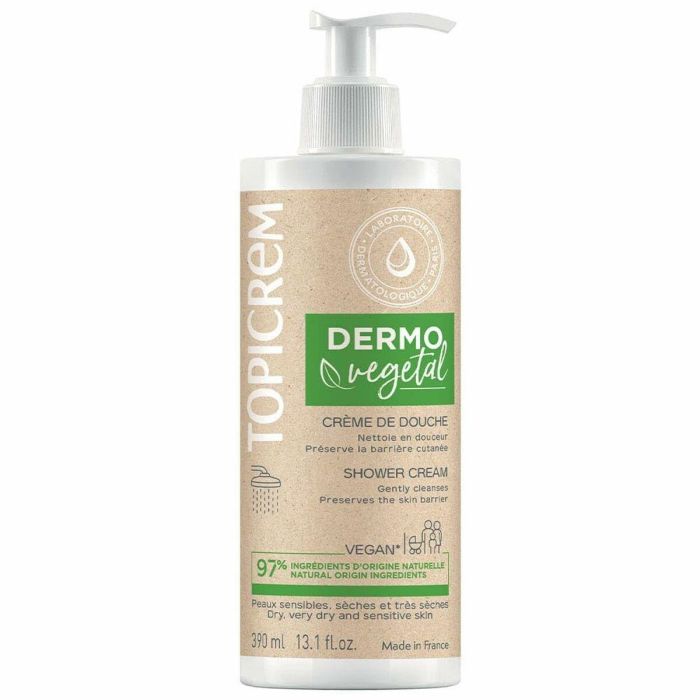 Topicrem DERMOVEGETAL Crema de Ducha Hidratante con Aloe Vera para Piel Seca y Sensible, 390 ml