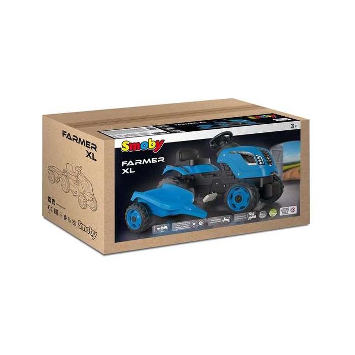 Smoby Tractor a pedales Farmer XL con remolque azul 142x44x54 cm 2 Smoby Tractor a pedales Farmer XL con remolque azul 142x44x54 cm 2