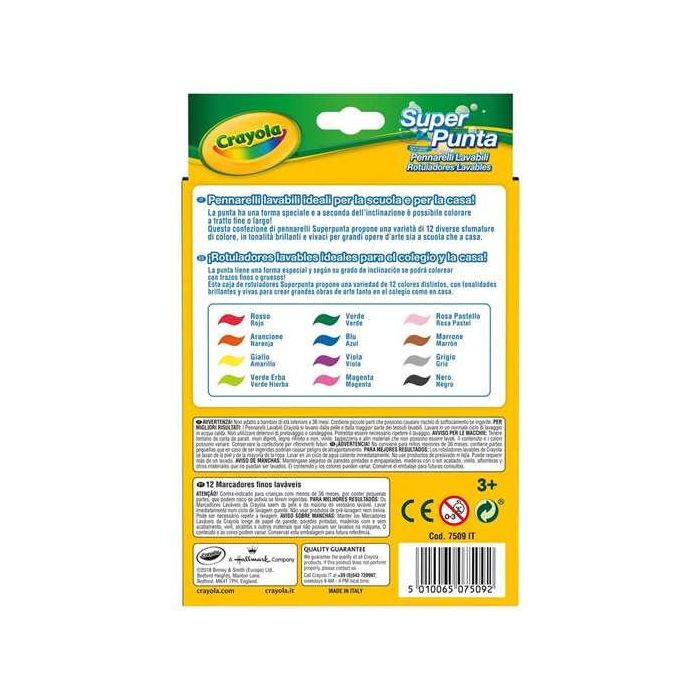 Crayola 7509 12 Rotuladores Super Punta Lavables para Niños 3